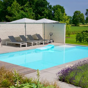 Schellevis® Zwembadrand hoekstuk verstek links Grijs 100/60x40x5 cm