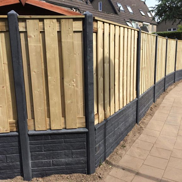 Betonnen onderplaat rotsmotief antraciet 184x36x3 cm