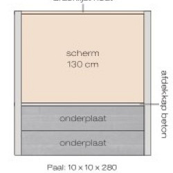 Betonnen onderplaat rotsmotief antraciet 184x36x3 cm