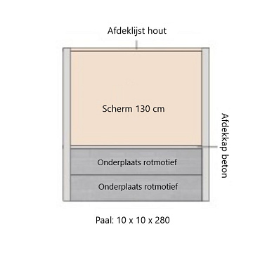 Beton eindpaal rotsmotief antraciet 10x10x280cm