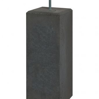 Betonpoer zwart recht met facet rand 17x17x58 cm